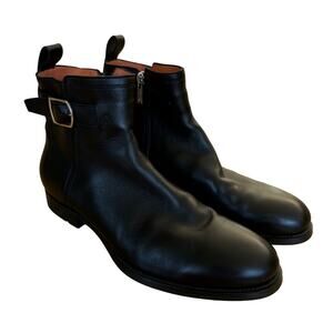 Santoni - Men's Buckle Strap Leather Chelsea Boots in Black